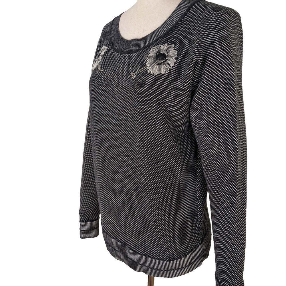 Margaret OLeary Womens XS Black Cotton Pullover Embroidered Applique Sweater - Picture 3 of 8